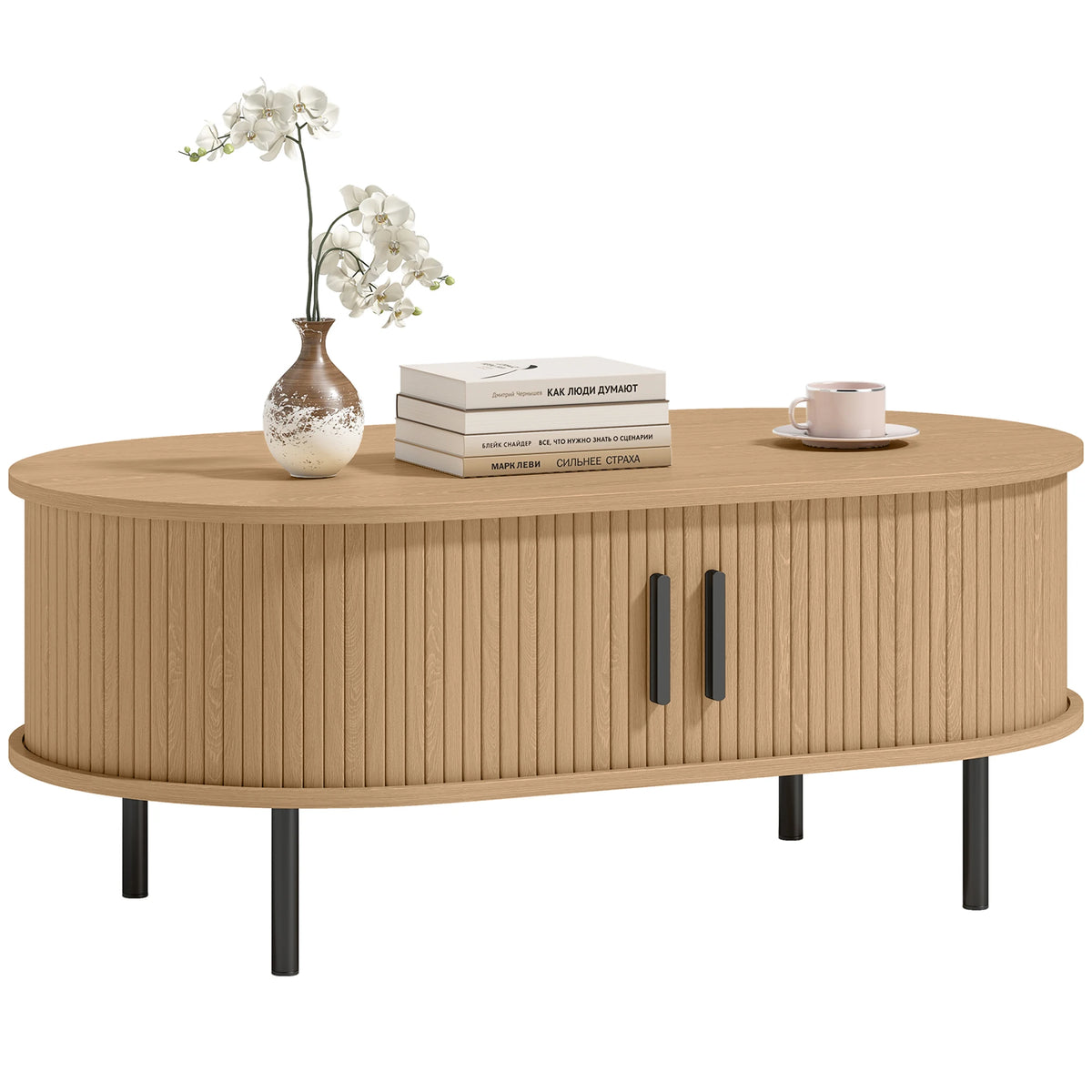 Mesa de centro con puertas correderas